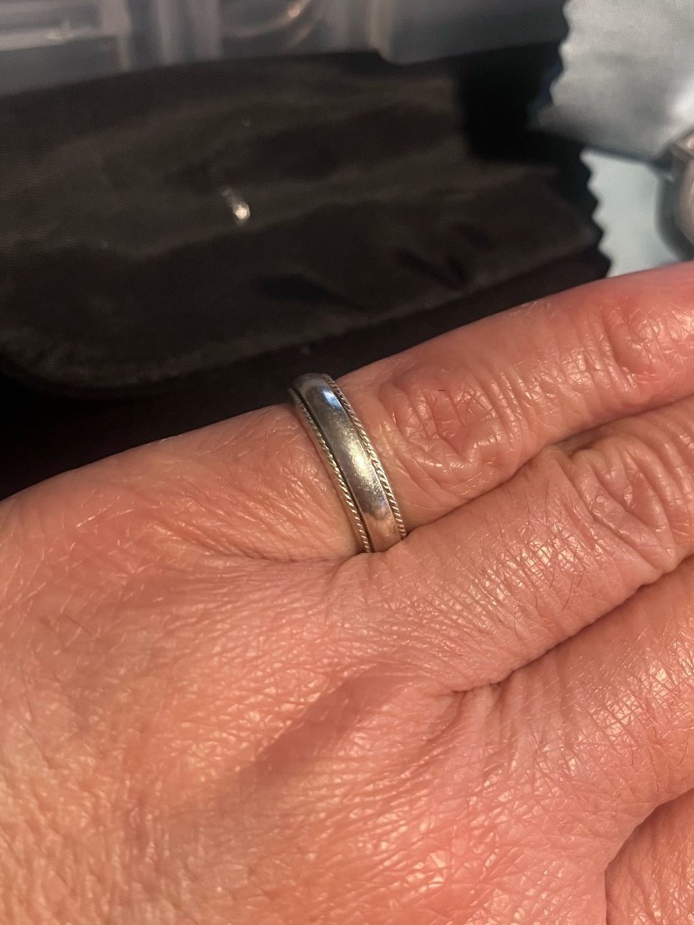Classic Silver Wedding Band Size 7 with Rope Edge